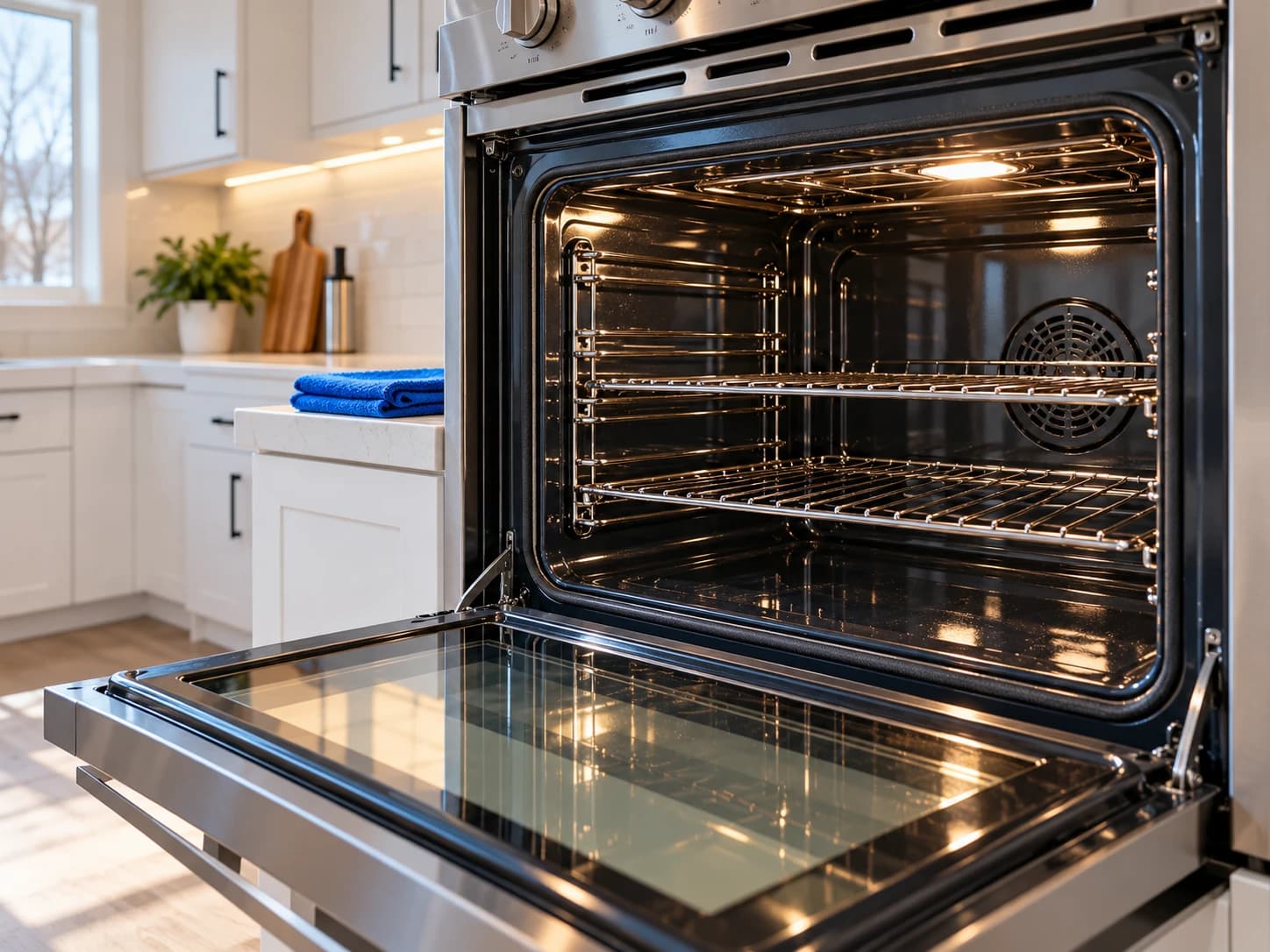 Spotless oven interior after a move-out clean