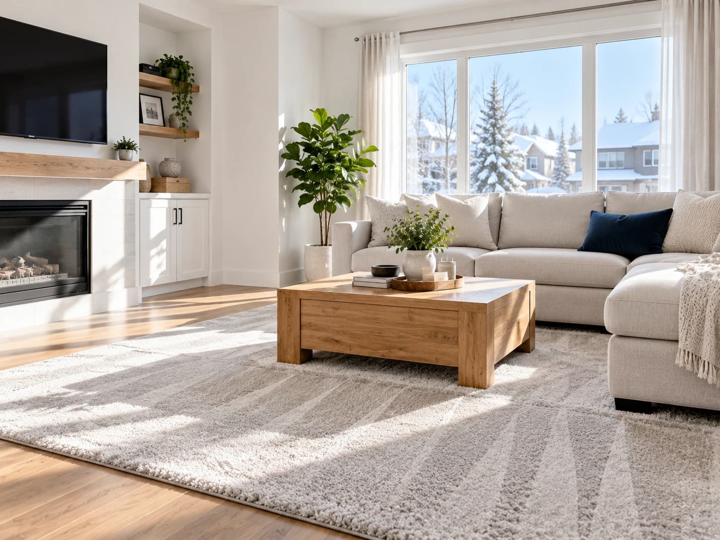 Bright, freshly cleaned living room in an Ottawa home